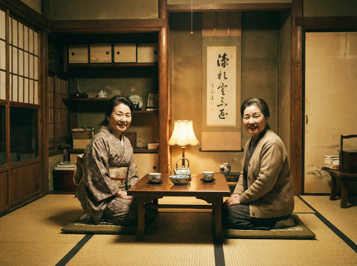 两位优雅的 日韩大片b站免费观看直播 在日式茶室中品茶交谈